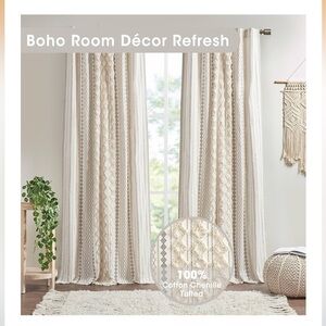 INK+IVY Ivory Chenille Stripe Curtains set of 2